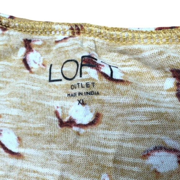 Loft Outlet Womens Sleeveless Floral Print Top Mustard & Pink XL - Picture 3 of 4